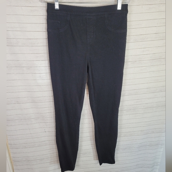 SPANX BLACK RIBBED PULL ON LEGGINGS, SZ LARGE - Picture 9 of 16